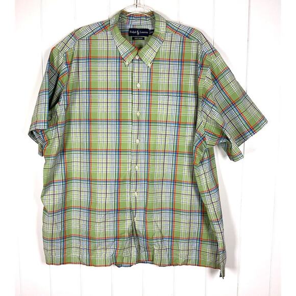 Ralph Lauren Bob Camp Plaid Short Sleeve Buttondown Men's 100% Cotton Shirt XXL - Picture 1 of 6